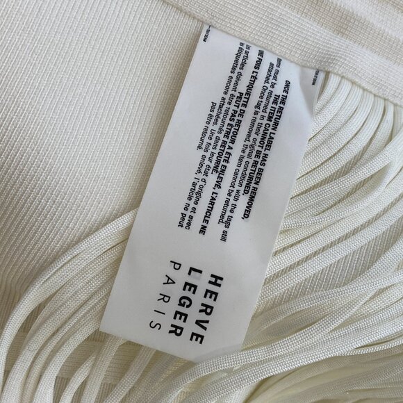 HERVE LEGER White Knit Draped Fringe 'Natalie' Gown - Picture 11 of 11